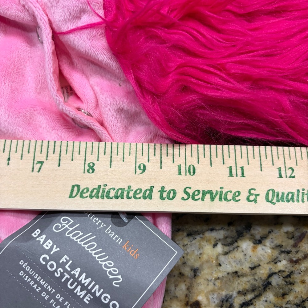 Pottery Barn Kids Baby Flamingo Halloween Costume Pink Plush Romper 0-6 Months - Picture 5 of 5